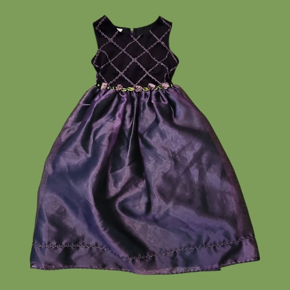 Bonnie Jean Other - BONNIE JEAN Purple Floral Velvet Chiffon Formal Dress